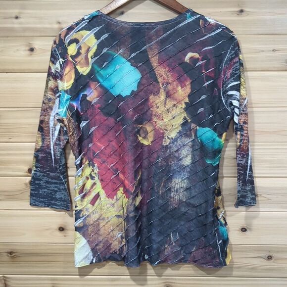 Jess & Jane Top Womens Small Multicolor Sublimation Ruffle Art - Picture 4 of 8